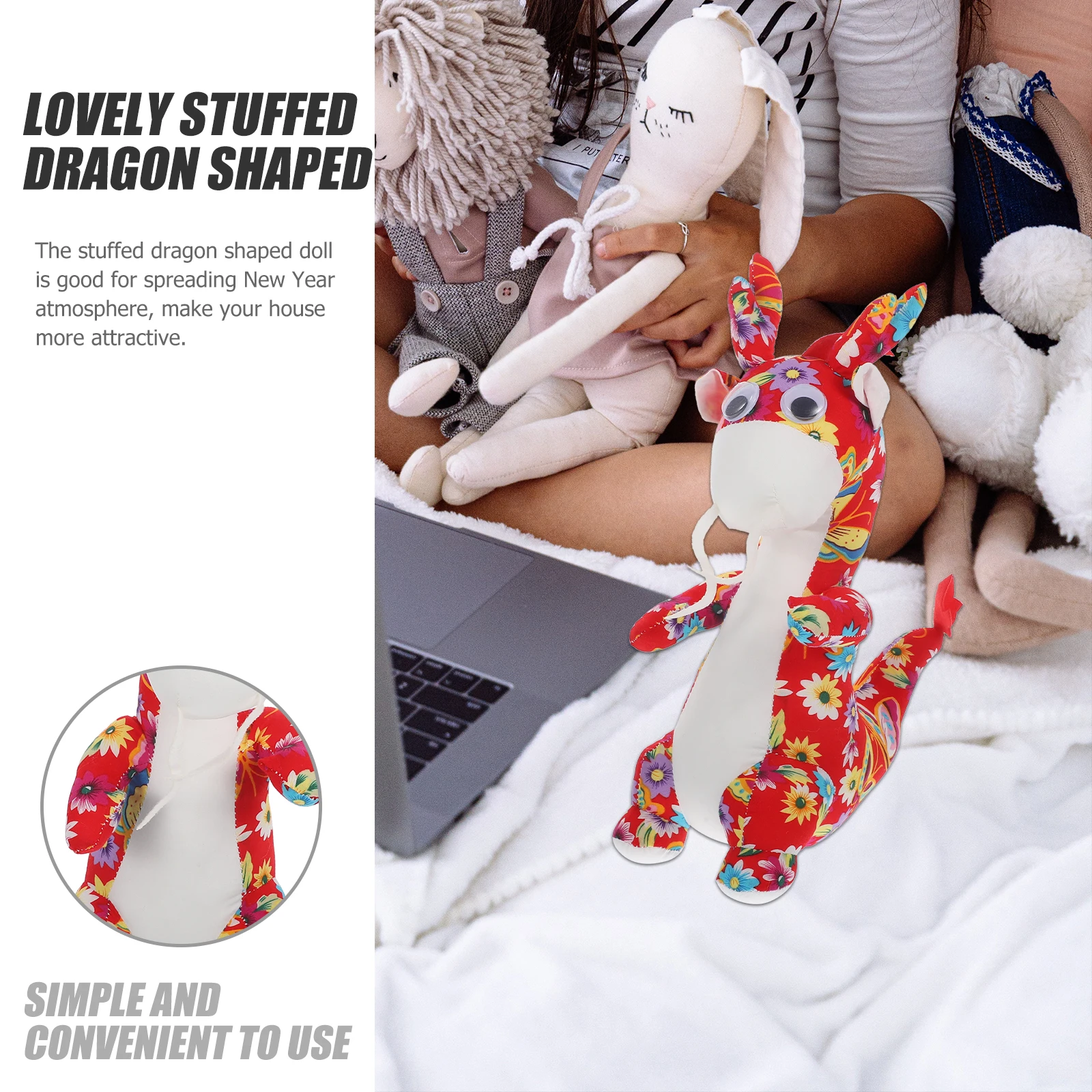 

1pc Cute Chinese New Year Gift Adorable Mascot Stuffed Animal Lovely Chinese Style Dragon Stuffed Dragon Toy For Home