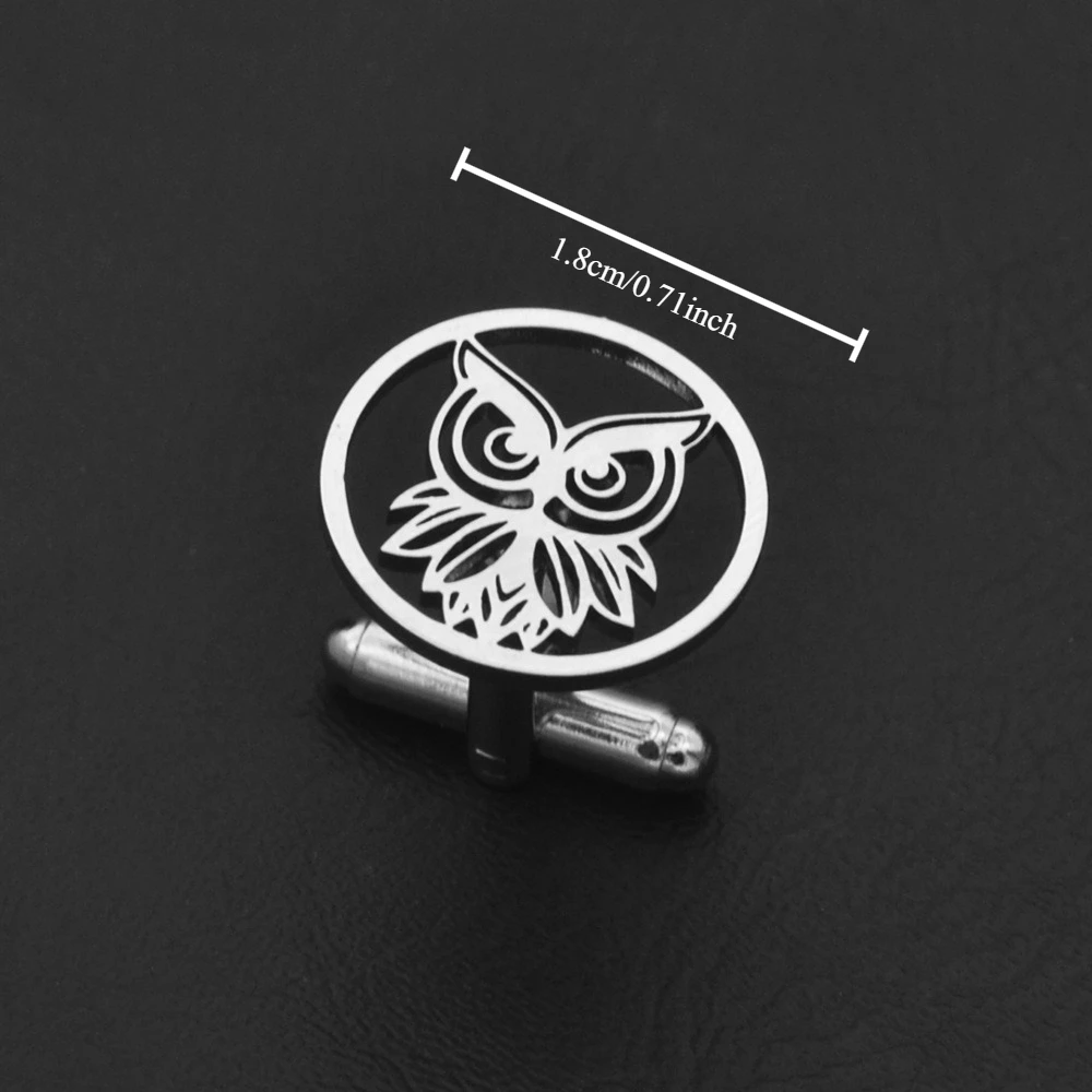 Retro Geometric Owl Cufflinks Stainless Steel Texture Men's Formal Sleeve Studs Business Suit Shirt Accessories Decoration