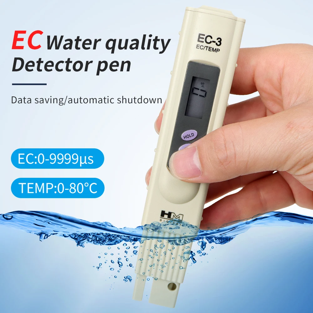 

HM High Precision Digital EC Meter Water Quality Instrument Thermometer Aquarium Pool Water Electrical Conductivity Testing Pen