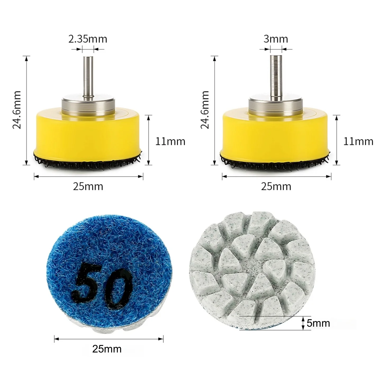 7 Stück 1 Zoll 25mm Mini-Polierpads Marmor Granit Jade Schleifscheibe Flexible Schleif- und Polierscheibe mit Unterlage – Detail 2