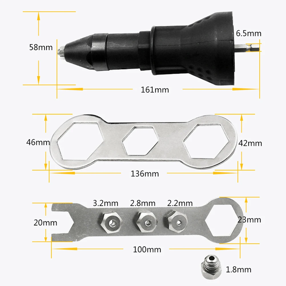 

Drill Rivet Adaptor for Cordless Drill Electric Rivet Nut Cordless Riveting Drill Adaptor Insert Nut Tool (Black)