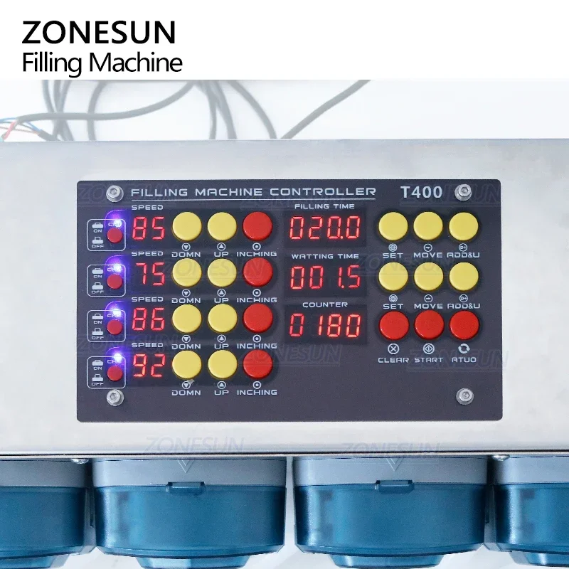 ZONESUN ZS-DTPP100C4 Desktop Four Heads Peristaltic Pump Automatic Essential Oil Vial Bottles Cosmetic Liquid Filling Machine