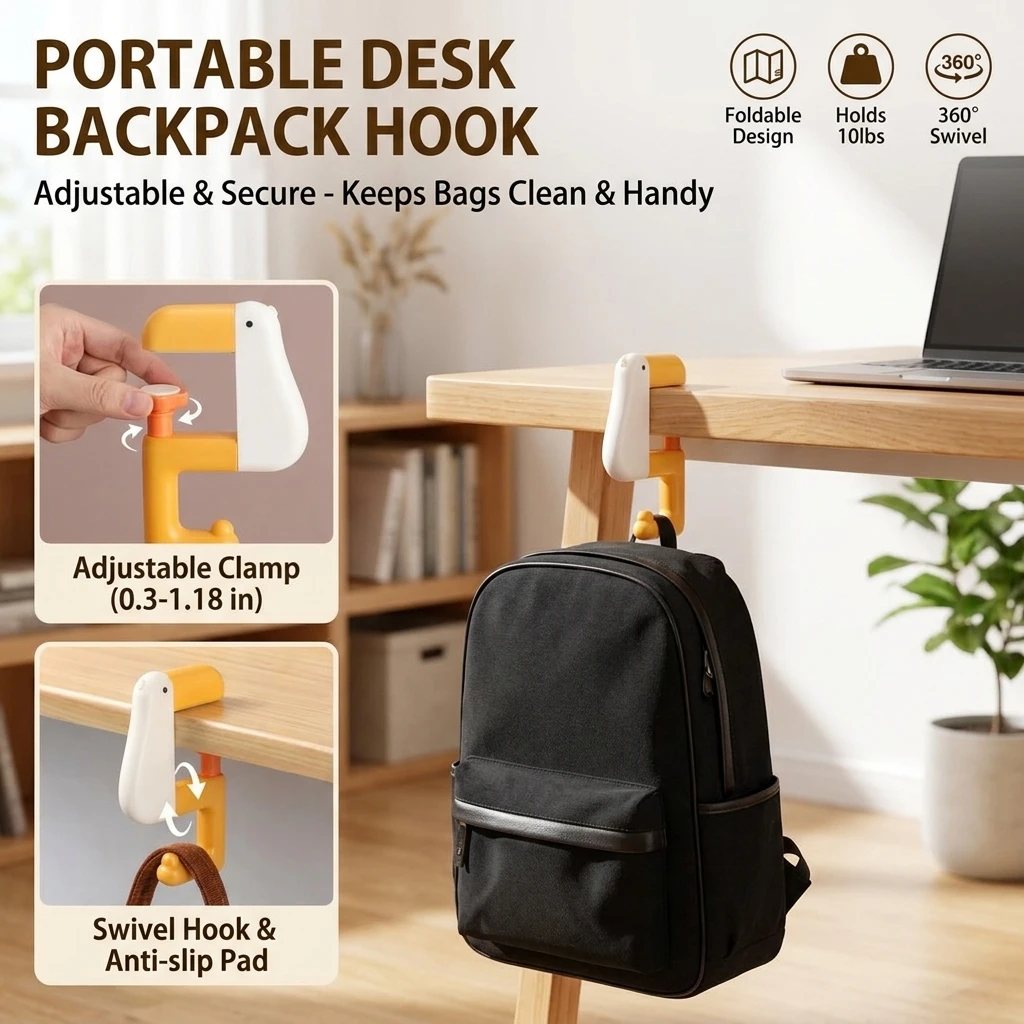 Portable Office Supplies Thinking Duck Hook Hanging Decor Table Interesting Wallet Bag Hook Wall Hanger Bracket Handbag Non Pun