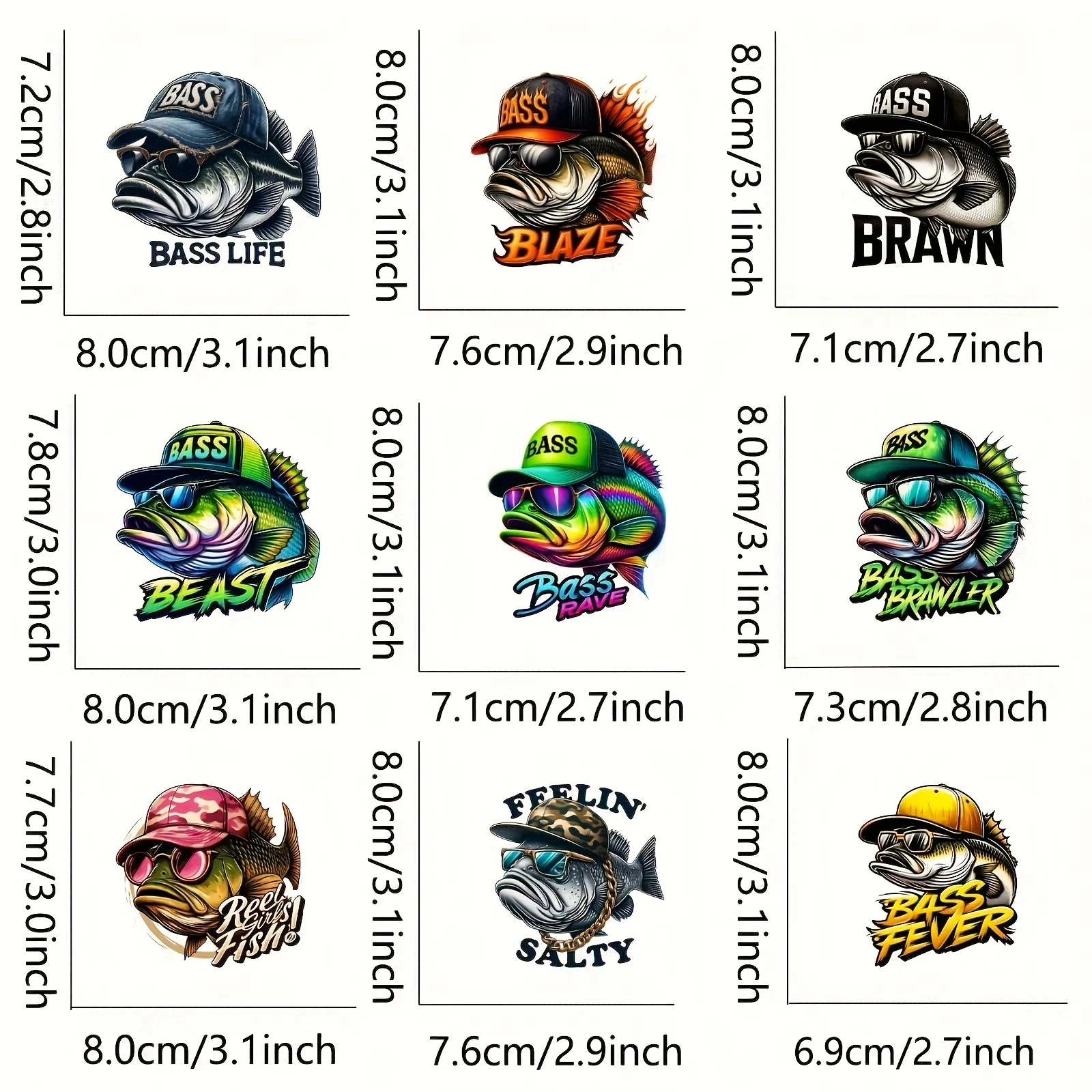 9Pcs Humorous Bass Iron-On Pat - Iron On Patch ulasan dan harga
