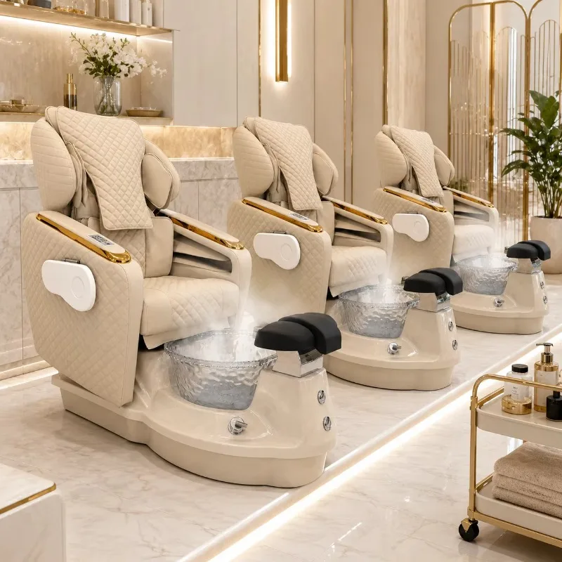 Pedicure Spa Chair Whirlpool Adjustable Massage Function Steam Luxury LED Light Remote Control for Pedicure Salon