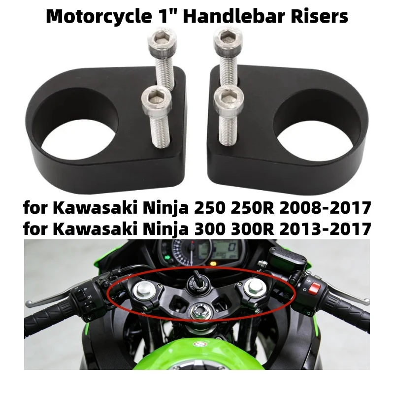 

Motorcycle 1" Handlebar Risers for Kawasaki Ninja 250 250R 2008-2017 Ninja 300 300R 2013-2017