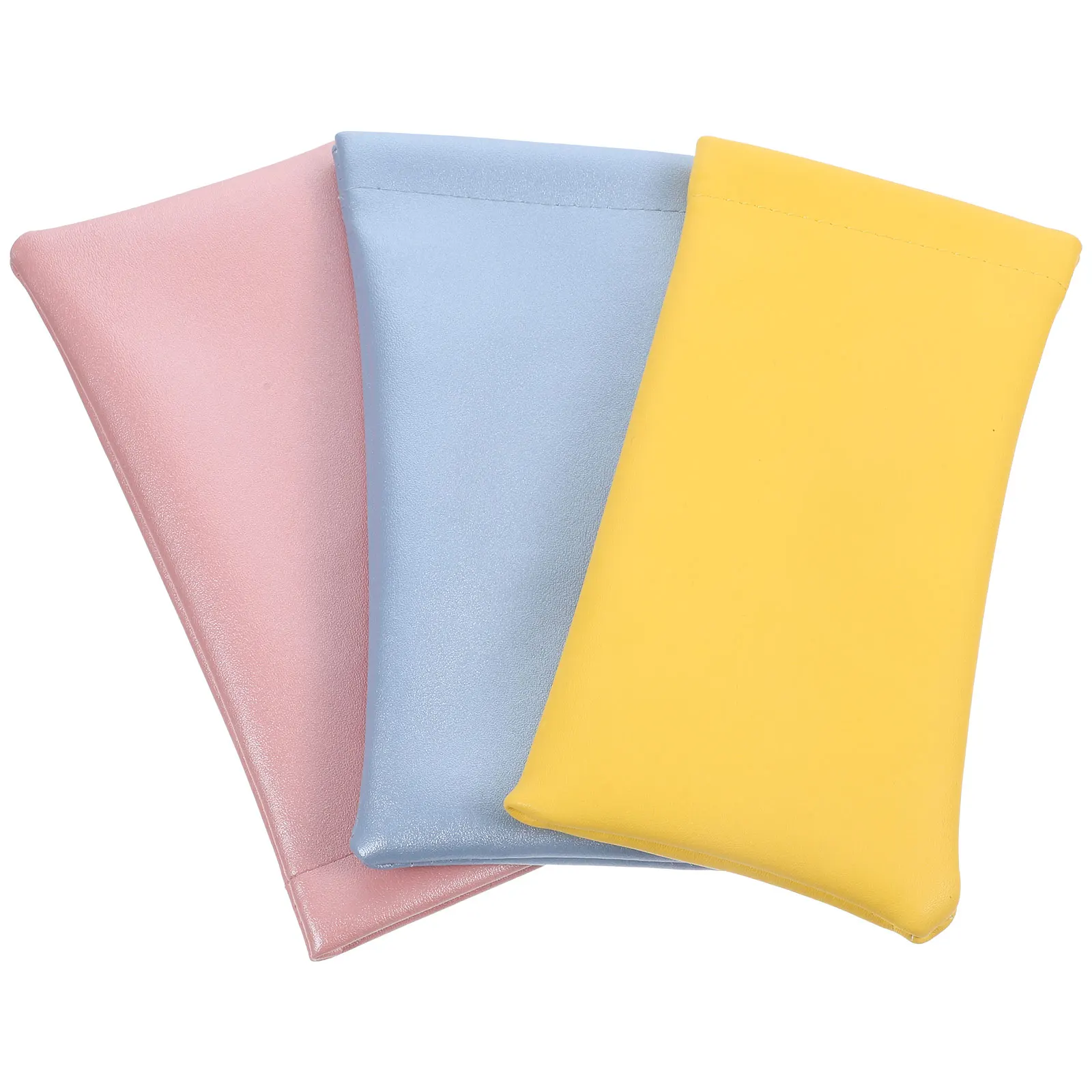 

3 Pcs Glasses Storage Bag Blue Yellow Pink Eyeglass Case Soft Travel Portable Reading Sunglasses Holder Lightweight Protective