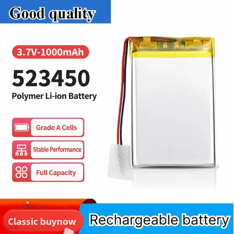 for 523450 Polymer Lithium Battery 1000mAh 3.7V for Beauty Instrument Humidifier Makeup Mirror Ordering Machine Rechargeable