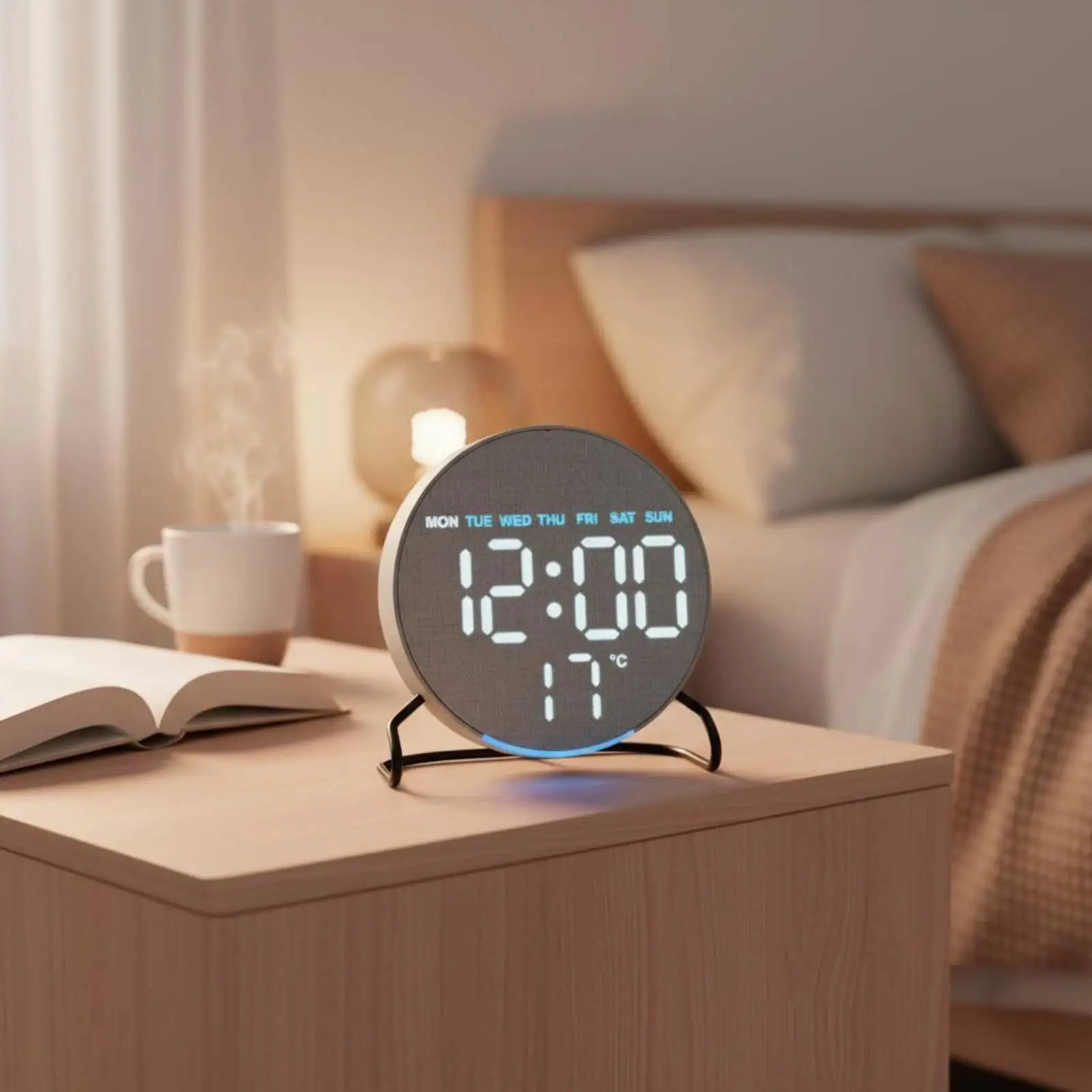 Wooden LED Alarm Timepiece Ambient Light Wooden Digital Alarm Timepiece