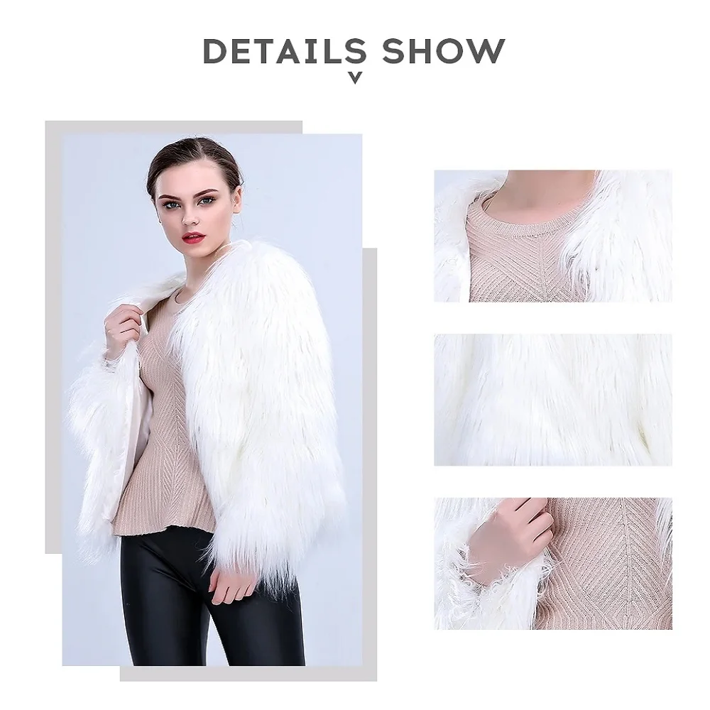 Women Faux Fur Coat Valentine Cosplay Costumes LED Multi-Color Warm Hoodie Vest Shiny LED Jacket Light Up Party Dance Overcoat