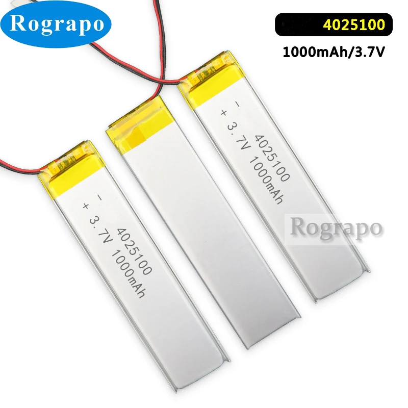 5-20pcs New 3.7V 1100mAH 4025100 4025110 Replacement Battery for Cabinet Light ,LED Lamp Strip ,Test instrument,Toy 2-wire+gift