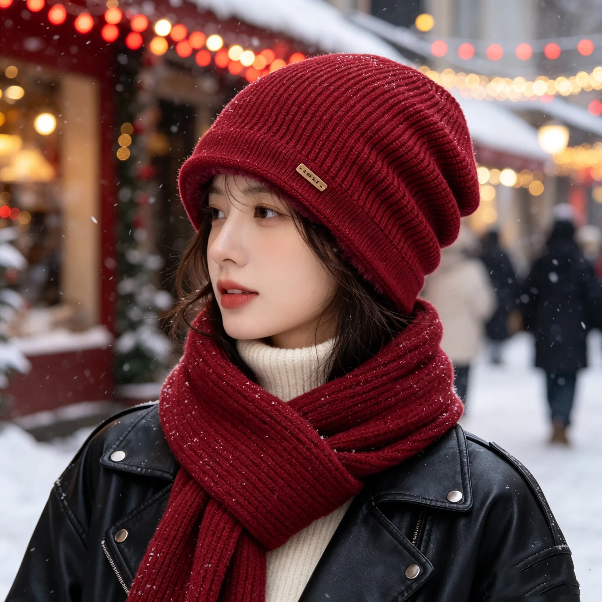 Retro Vertical Stripe Fleece-Lined Thick Warm Knit Hat, Unisex Winter Outdoor Snow Protection Loose Versatile Beanie