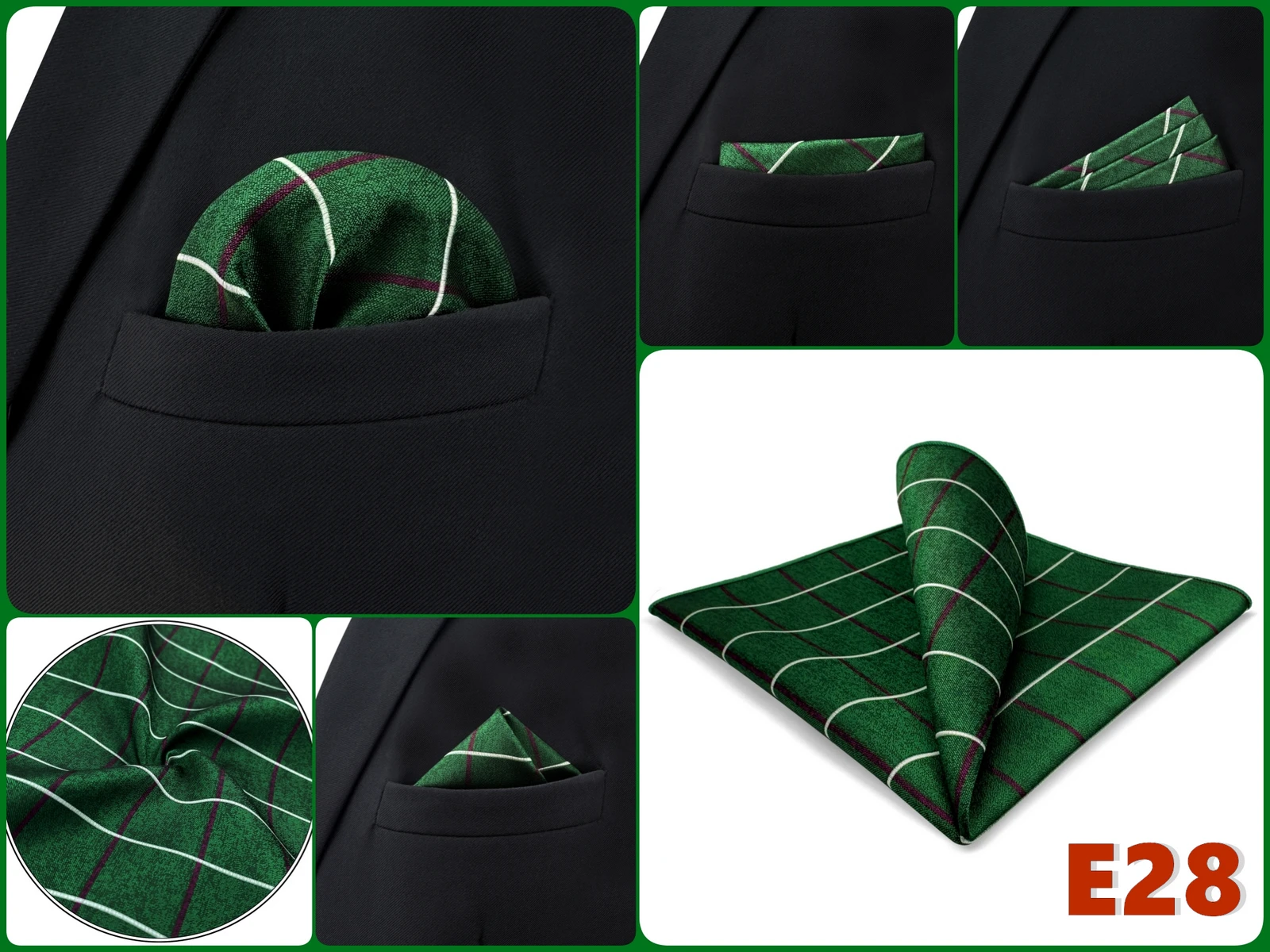 Pocket Square Handkerchief for Men Polka Dot Dots Plaid Check Checkered Suit Pocket Towel Hanky Mens Gift Wedding Business Party