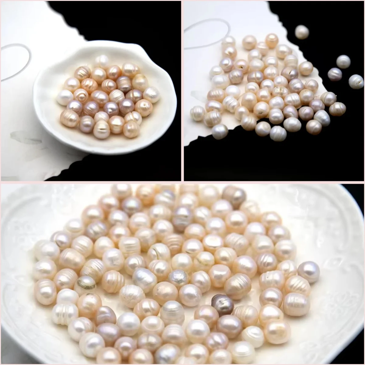 

9-10mm Multicolor Non-drilled Ribbed Natural Freshwater Pearls Scattered Beads White Pink Purple Earrings Jewelry Accessories