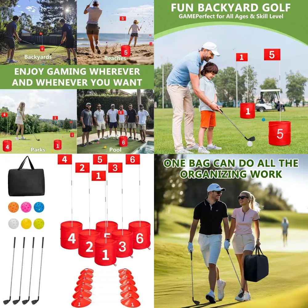 

6-Hole Golf Game Set for Adults: Perfect for Outdoor, Indoor, Yard, Lawn, Park, and Beach Fun
