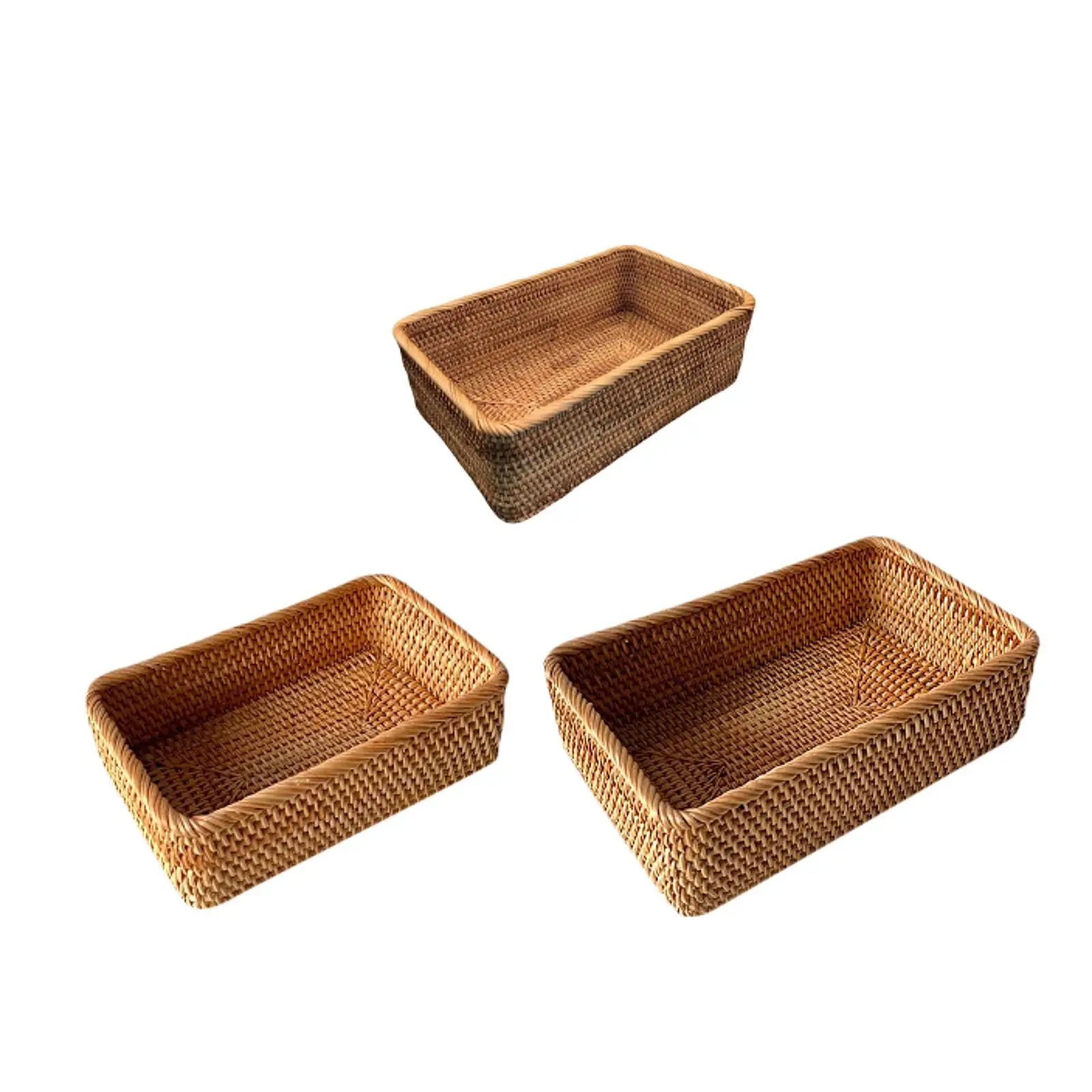 Rattan Storage Basket Multipurpose Perfume Tray Decorative Cosmetic Storage Box for Pantry Household Kitchen Bathroom Farmhouse