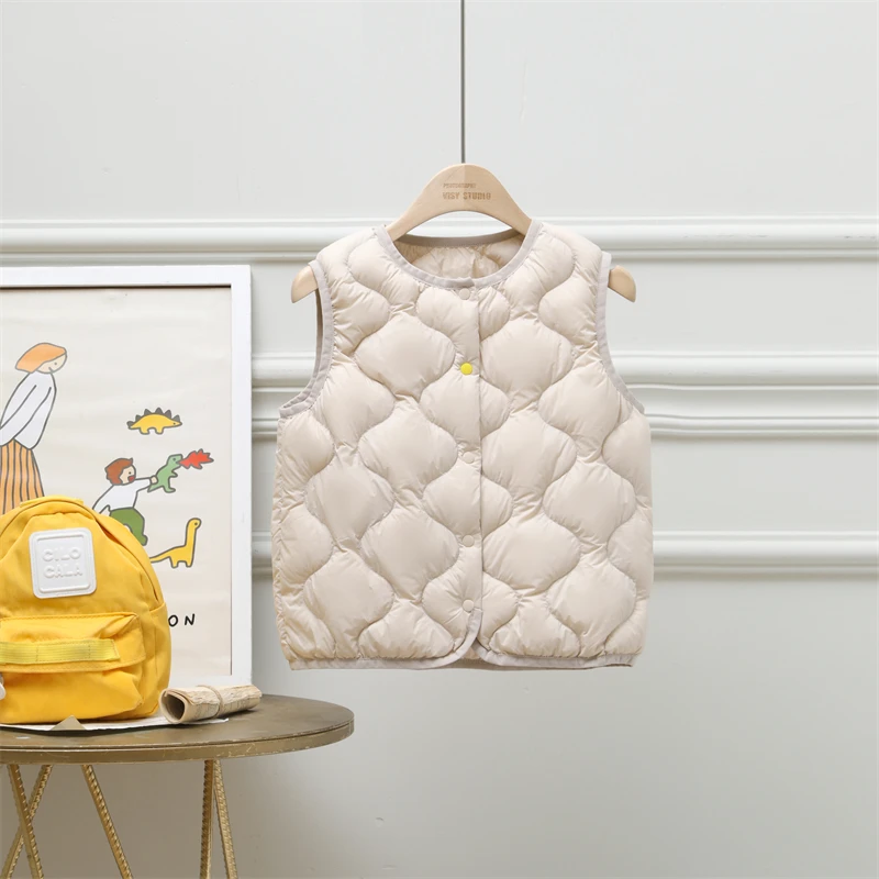 0-10℃ Kids Autumn Winter Down Vest Coat 2024 New Warm Child Girls Waistcoat Infant Children Sleeveless Puffer Jackets