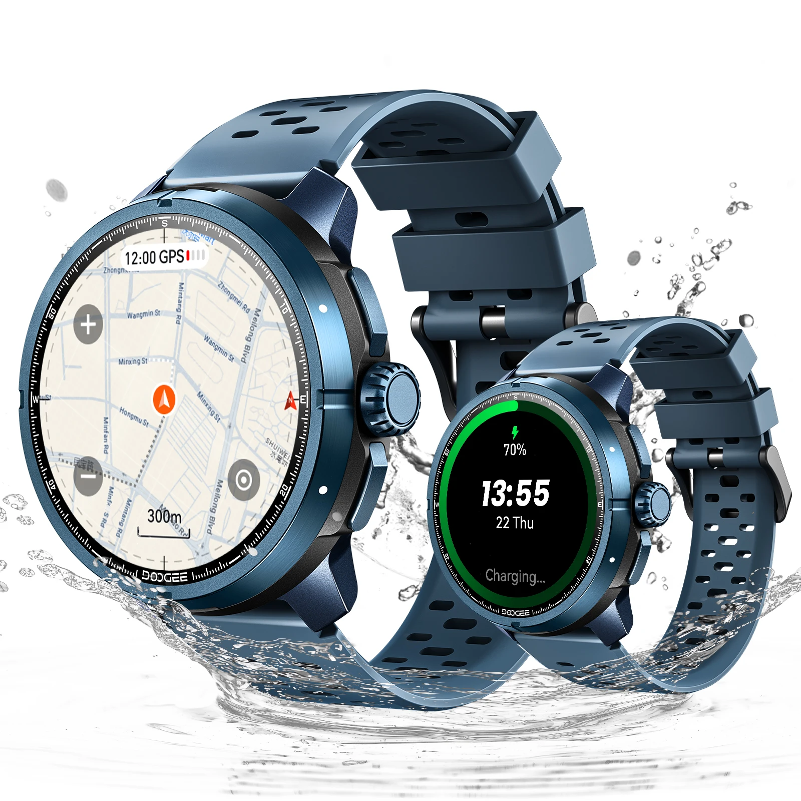 DOOGEE Anymoving M1 Pro Smartwatch 1,5" AMOLED-scherm 730mAh batterij 5ATM waterdicht GPS Smartwatch met bewegingsanalyse, hartslagmeter, bloeddrukmeter, Bluetooth-oproepen Smartwatch
