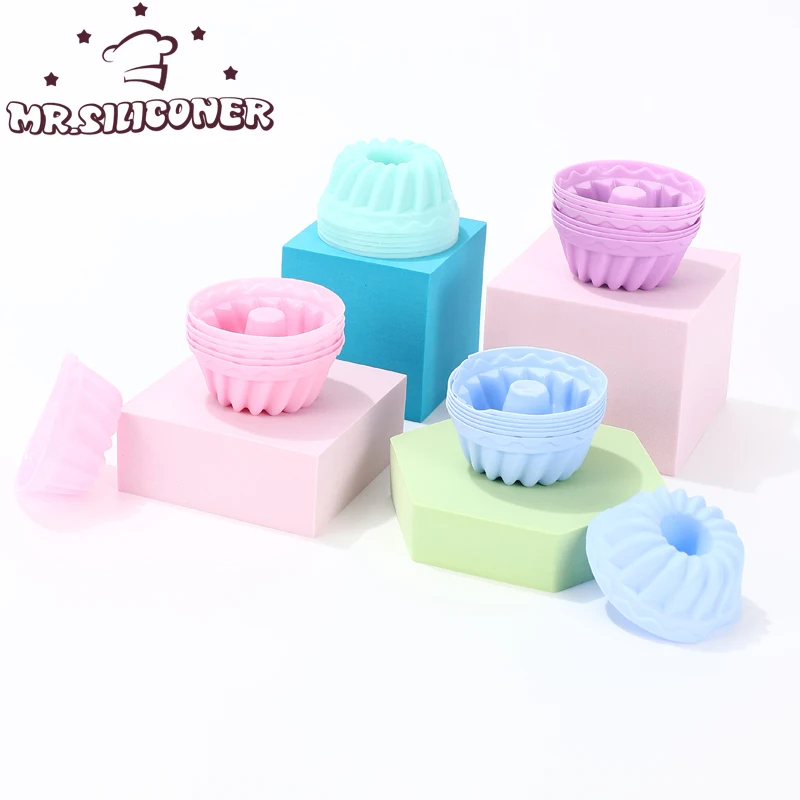 12pcs/Set Silicone Cake Mold Spiral Shaped Muffin Cupcake Baking Molds Kitchen Cooking Bakeware Maker DIY Cake Decorating Tools