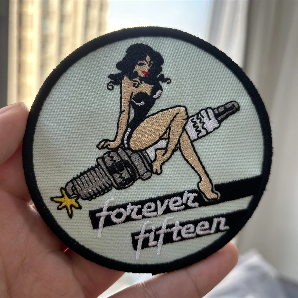 Bikini Nurse Girls Meme Embroidered Tactical Patch Anime Forever Fifteen Girl Hook&Loop Armband Military Backpack Morale Badge