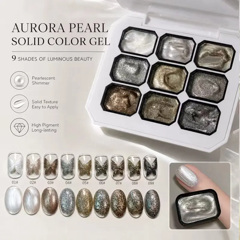 9-Color Autumn/Winter Gold Metallic Solid Gel Polish Palette – DIY Nail Art Essentials for Nail Technicians