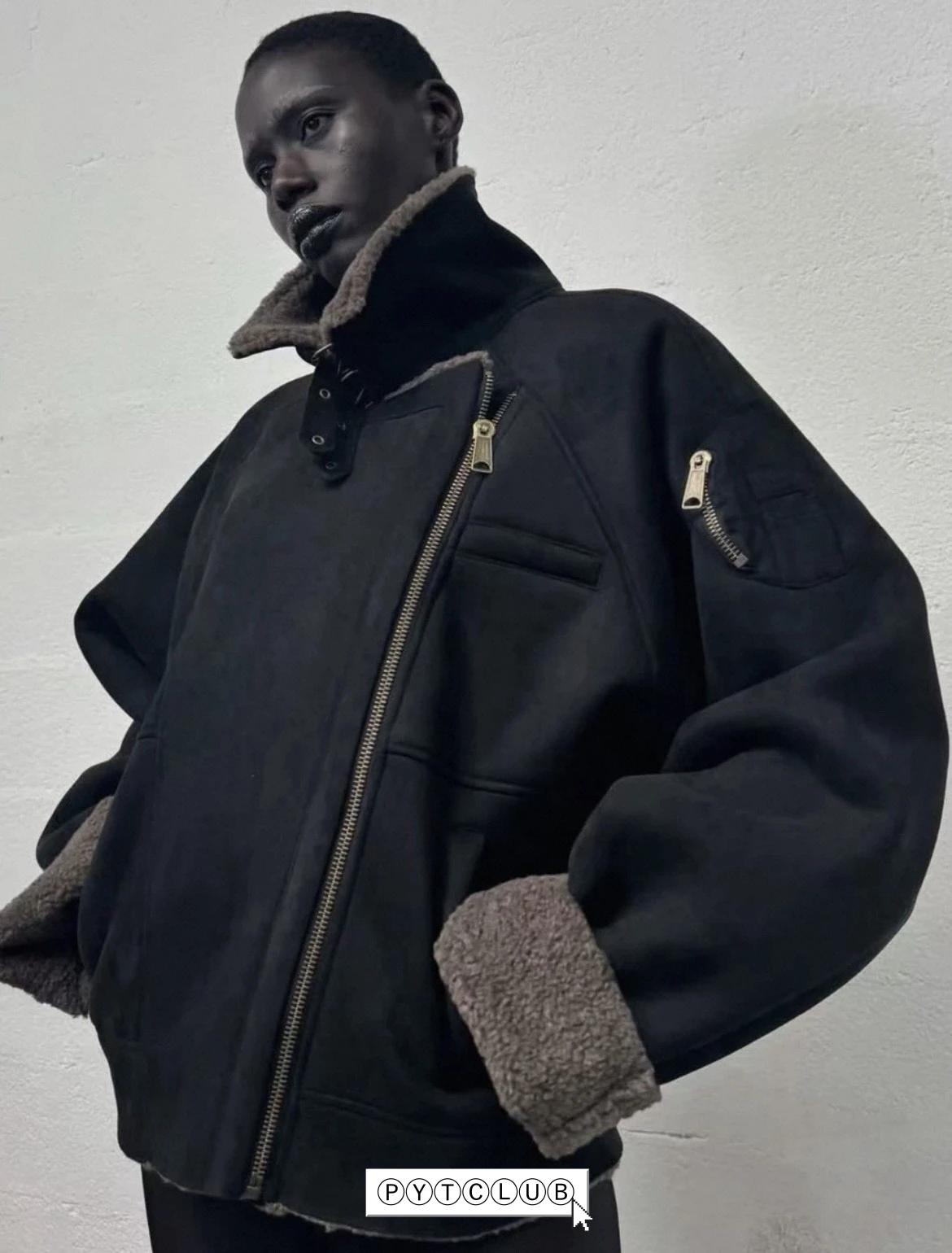 

American Retro Heavyweight Brown Bla Camere Jaet ex Faion Urban Sle Long Sve ort Length Color Coat