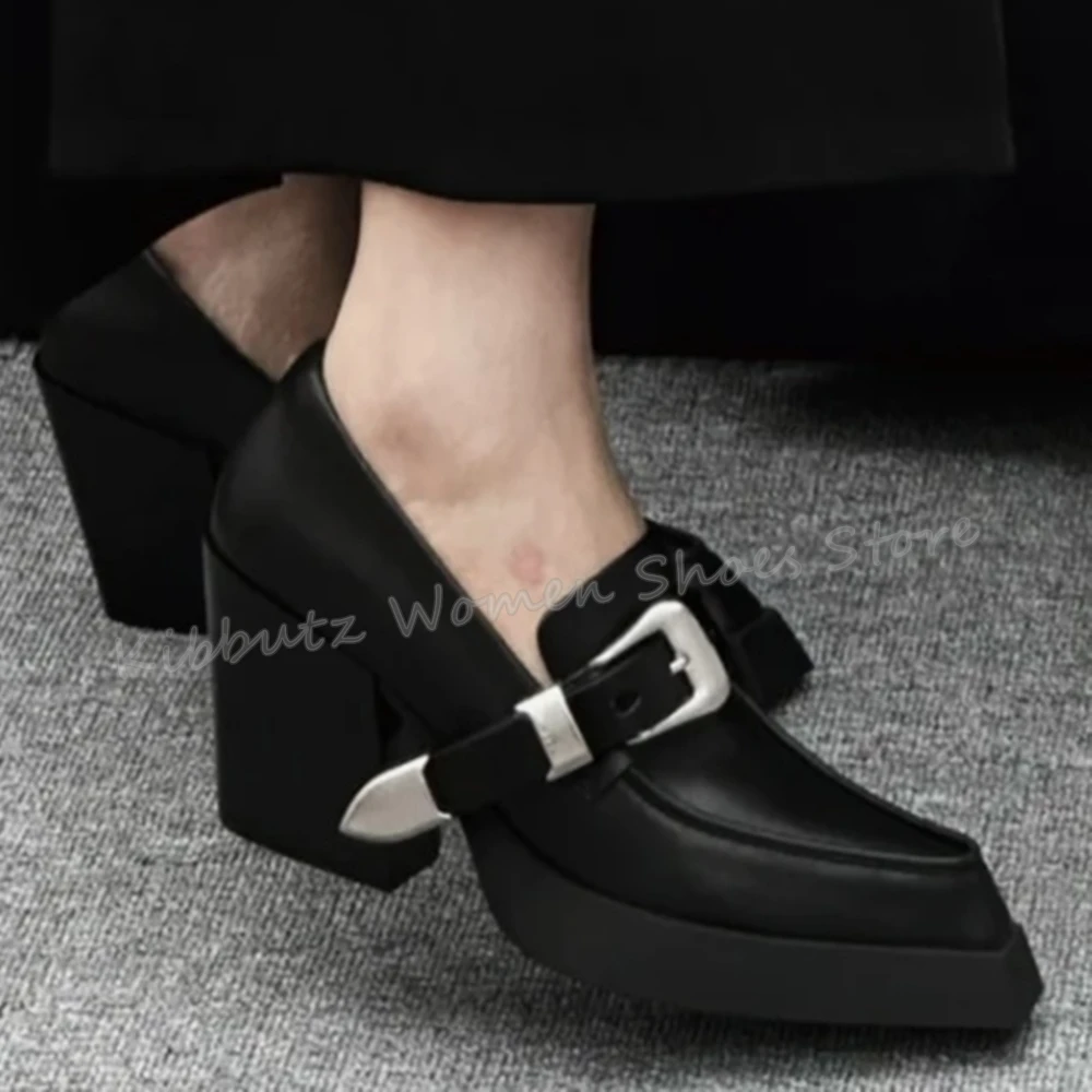 

Belt Buckle Mary Jane Pumps Pointed Toe Chunky Heels Genuine Leather Slip-On Party Dress Elegant Fashion Women Shoes Sexy Newest