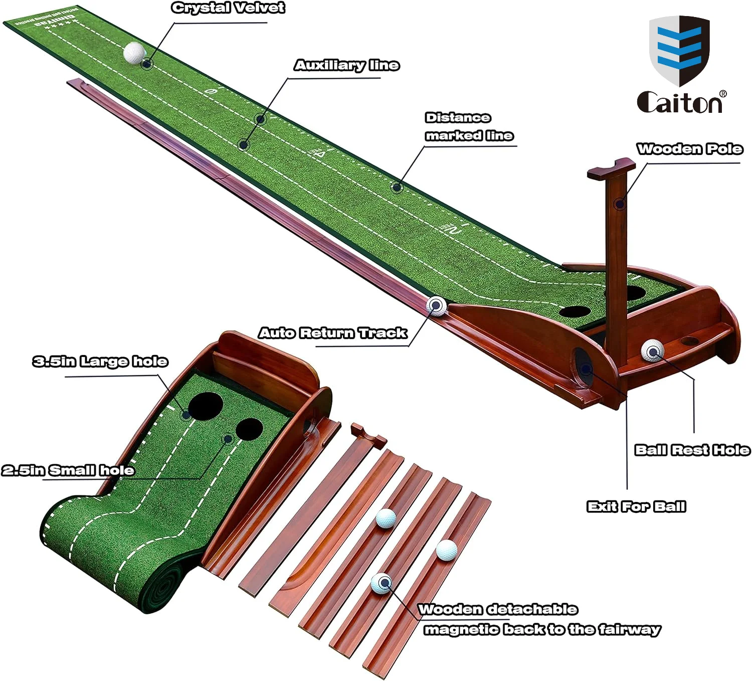 Factory Custom Custom High Quality Wood Indoor Golf Practice Mat Velvet Golf Putting Mat Putting Training Aid