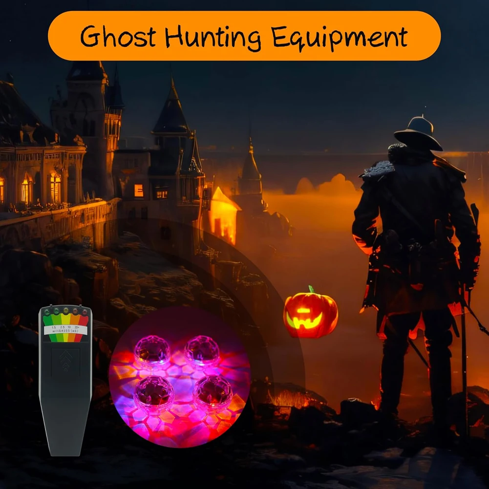 Medidor de radiación de campo electromagnético, Kit de equipo de caza fantasma, 5 LED, EMF, 4 luces de movimiento, bolas para gatos, 50Hz-2000MHz