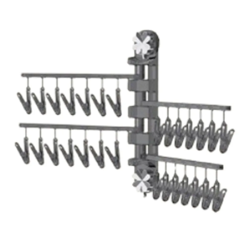 2/4 Rods Suction Cup Sock Clip Windproof Wall Mount 180° Rotating Clothes Hanger Punch-free Foldable Foldable Socks Hanger