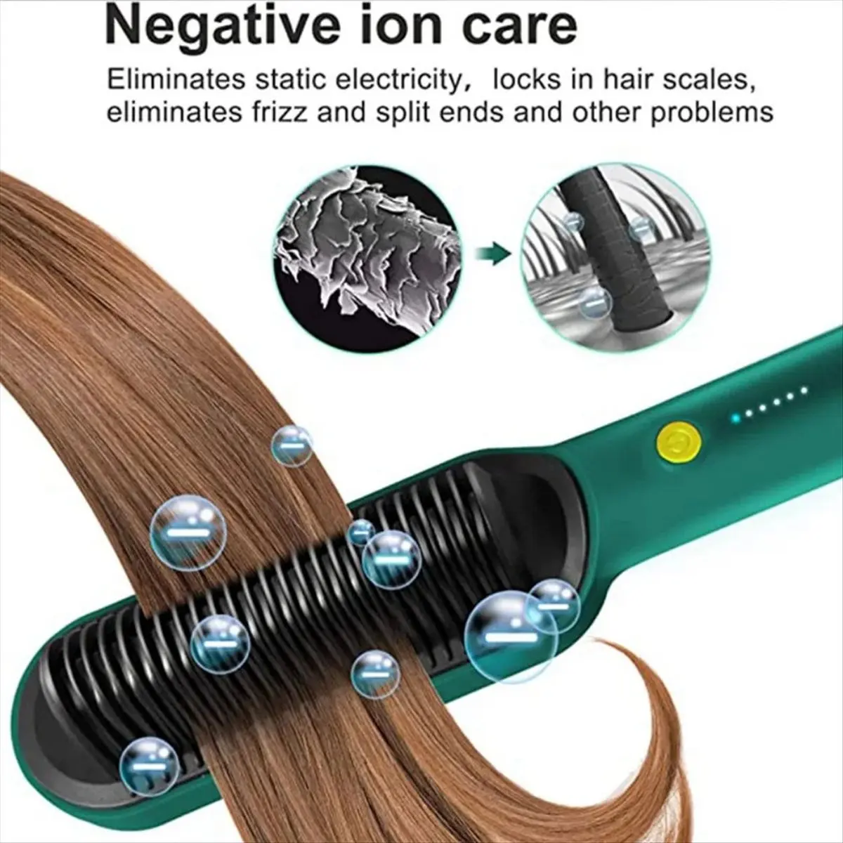 

ABPO 2 in 1 Electric Professional Hair Straightener Brush Curling Comb with LCD Display Hair Curling Tool US Plug