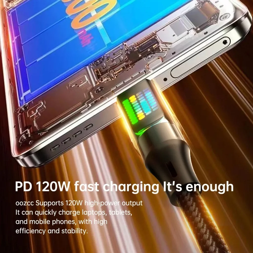 120 واط شحن سريع للغاية USB C إلى نوع C كابل بيانات USB A إلى نوع C سلك شحن الهاتف لسامسونج آيفون هواوي شاومي سلك البيانات