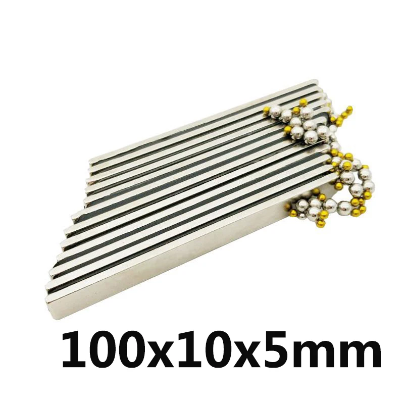Мощные блочные магниты 100x10x5 мм, супермагниты N35 из неодима, постоянные магниты NdFeB 100*10*5 мм
