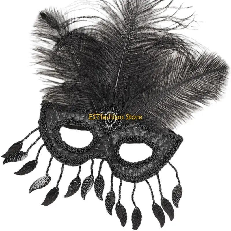 

Y5GC Eye Catching Trimmed Plastic Masquerade Mask Breathable Design