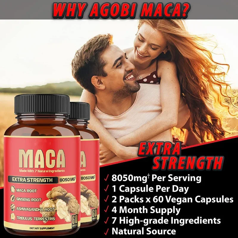 Peruvian Maca Root Supplement 8050 mg - Contains Ginseng Root South African nightshade, Tribulus terrestris