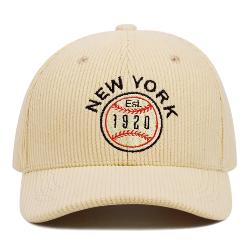 New york Corduroy baseball cap Outdoor winter hats for men and women