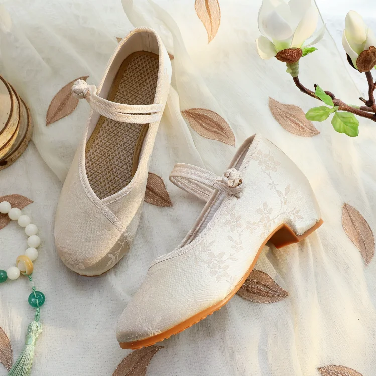 

Женские жаккардовые туфли на высоком каблуке в китайском стиле Zapatos Mujer, весенне-летние дышащие повседневные балетки на толстом каблуке