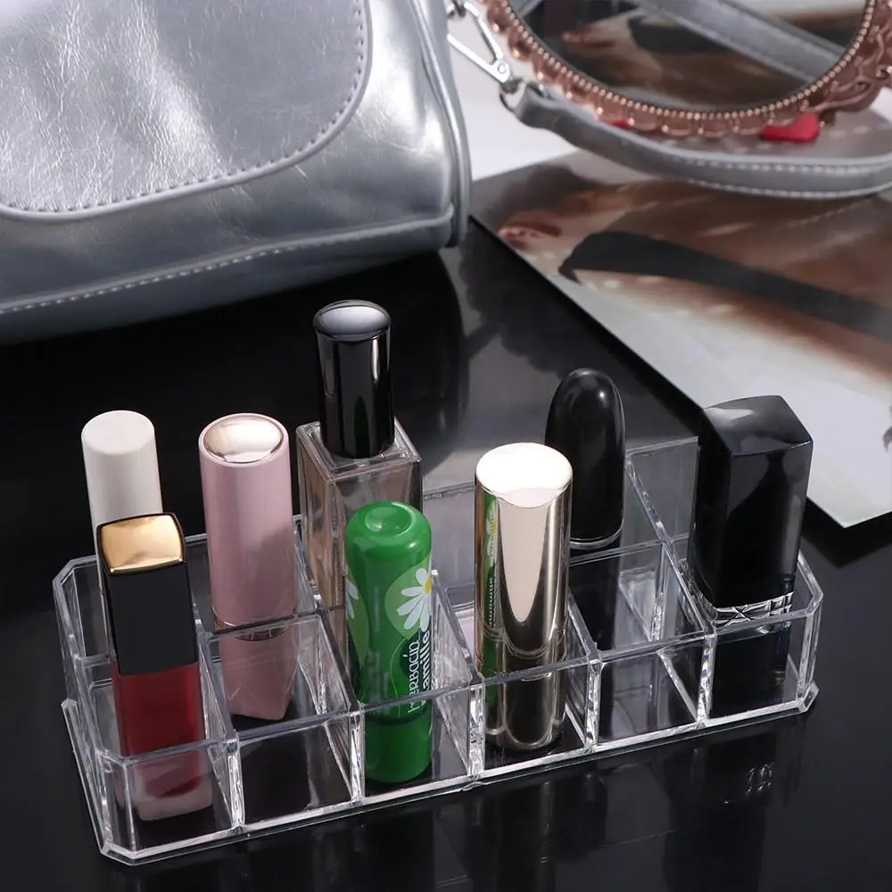 

Transparent 12-grid Makeup Storage Box Simple Acrylic Acrylic Cosmetic Display Multifunction Pen Stand Nail Polish Storage Box