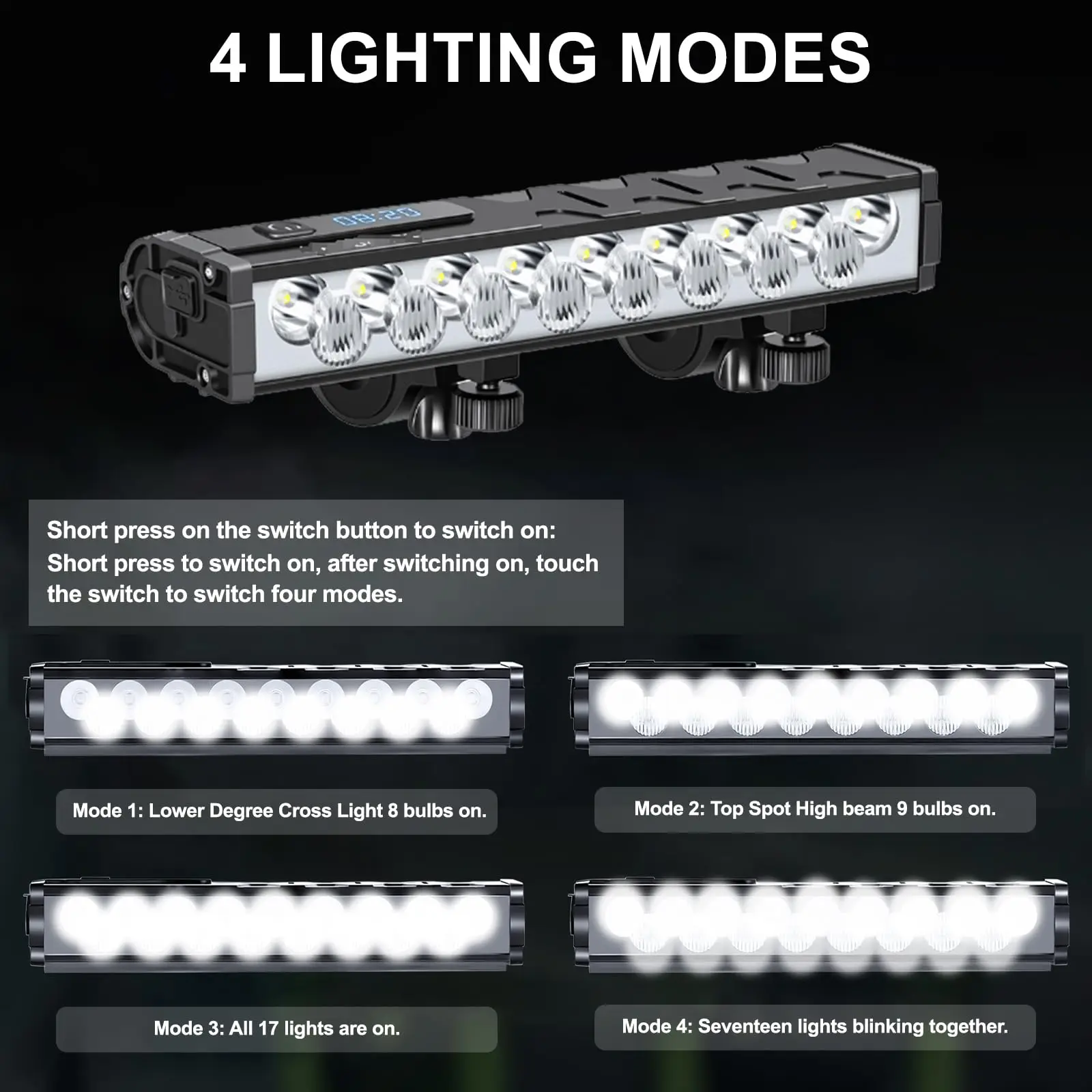 Bicycle Light Front 8000Lumen Bike Light 5000mAh Waterproof Flashlight USB Charging MTB Road Cycling Lamp Accessories