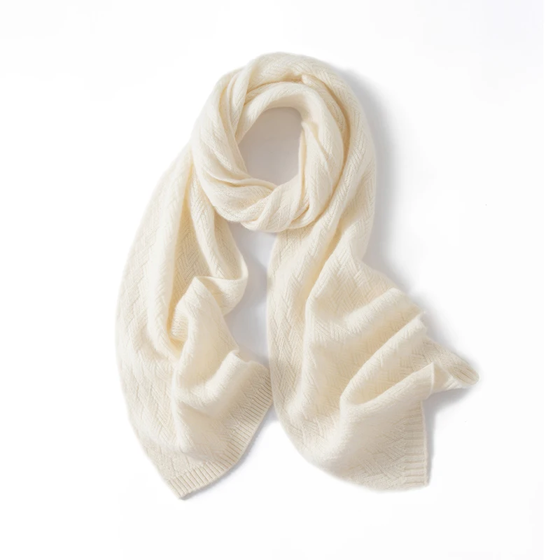 

2025 Autumn Winter Women 100% Pure Cashmere Knitted Scarf Solid Color Scarf Warm Fashion Capes Lady 180*27CM Quality Scarves