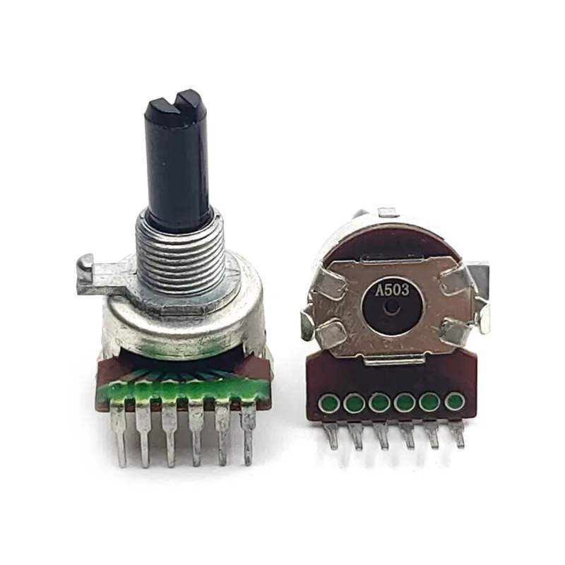 1PCS 161 Type Potentiometer Dual A50K A503 Power Amplifier Volume Switch Single Row 6Pin Half Shaft Length 20MM