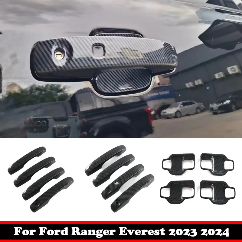 For Ford Everest Ranger 2023 2024  ABS black Door Handle Bowl Cover Cup Cavity Trim Insert Catch Molding Garnish Car Accessories