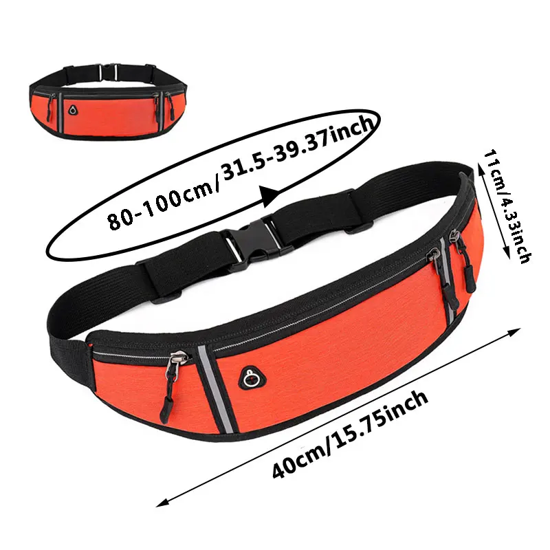 Running Waist Bag Lightweight Waterproof Reflective Strip Waist Fanny Pack Gym Sports Running Waist Bag Adjustable Elastic Strap