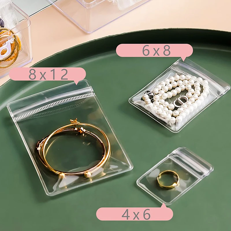 10 Peças de Sacos Organizadores de Joias Transparentes Anti-Oxidação para Brincos, Colares, Pulseiras e Anéis - Caixa com Zíper