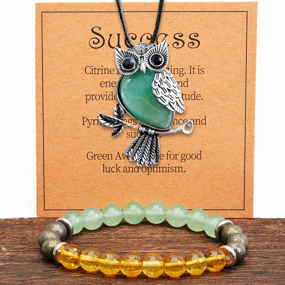 2pcs Jewelry Set for Women, Success Bracelet - Black Gallstone - Green Aventurine - Citrine, Energy Protection, Attract Wealth