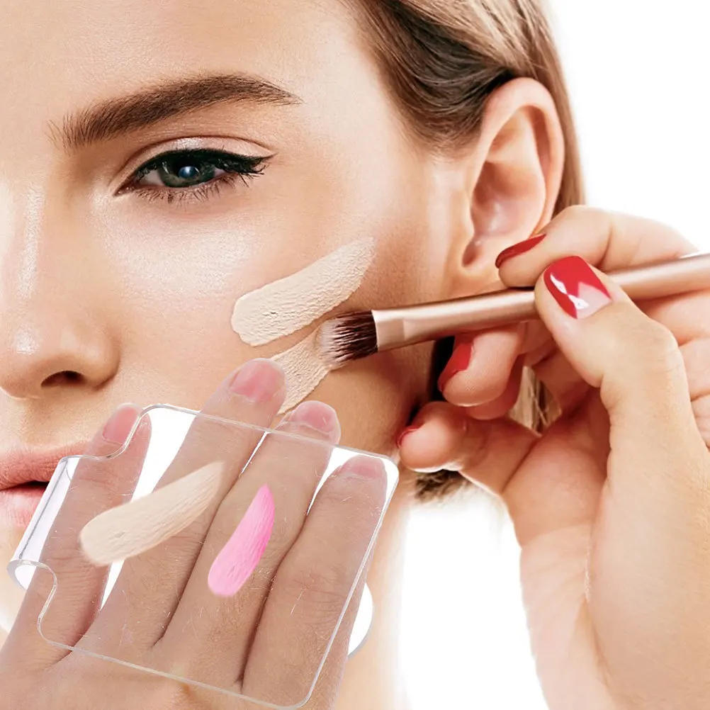 

2Pcs Acrylic Makeup Handheld Ergonomic Color Mixing Plate Foundation Easy Wipe Makeup Tool