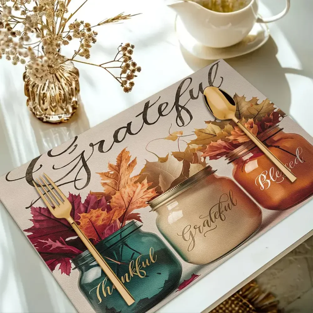 مفارش أطباق جرة الخريف من VIKAMA - مقاومة للماء وقابلة للغسل ومقاومة للحرارة، مثالية لتزيين المطبخ والطاولات المنزلية