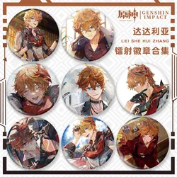 Game Genshin Impact Snezhnaya Fatui Ajax Tartaglia Cosplay Costume Badge Pin SPTE Tinplate Brooch Prop ﻿Xmas Gift