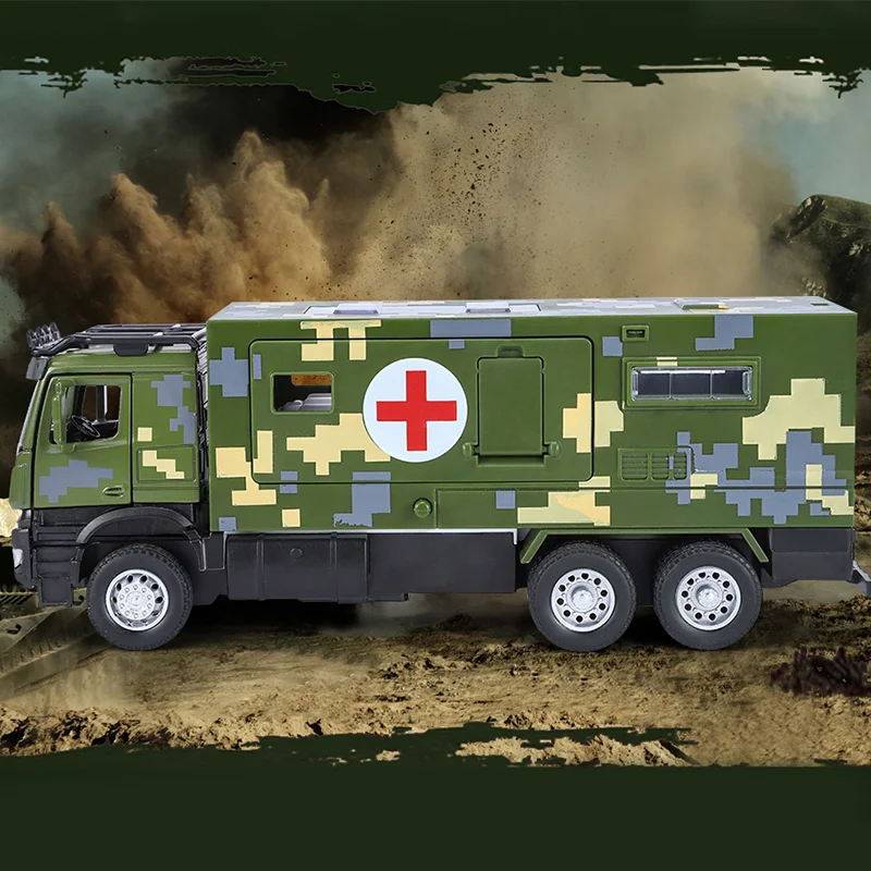 1:24 collezione di modelli di auto militare multifunzionale veicolo medico luce sonora pressofuso tirare indietro regalo apri la porta giocattolo bambino