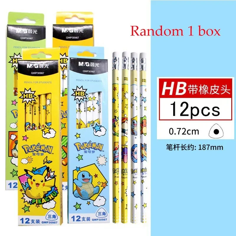 12pcs Pokemon Pencil Set 2B/HB Pencil Anime Jenny Turtle Piakchu Student Stationery School Supplies Cartoon Pen Bag Kids Gifts